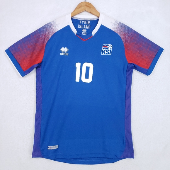 Authentic Iceland National Team Osk #10 Fyrir Island KSI Errea Soccer Jersey - Picture 1 of 12